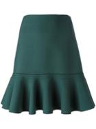 Victoria Victoria Beckham Flared Hem Skirt, Women's, Size: 10, Green, Elastodiene/polyester/virgin Wool/silk