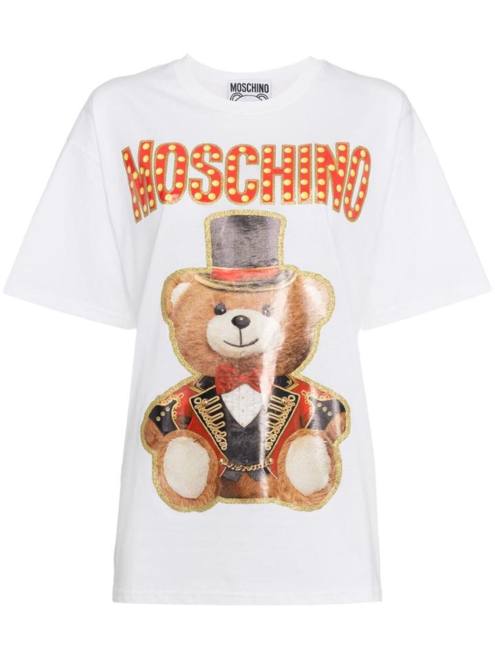 Moschino Teddy Circus Print Cotton T-shirt - White