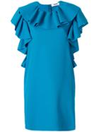 Msgm Ruffle Trim Dress - Blue