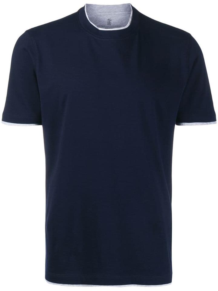 Brunello Cucinelli Two Tone T-shirt - Blue