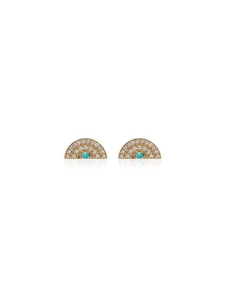 Andrea Fohrman 18k Yellow Gold Diamond And Turquoise Rainbow Earrings