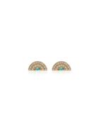 Andrea Fohrman 18k Yellow Gold Diamond And Turquoise Rainbow Earrings