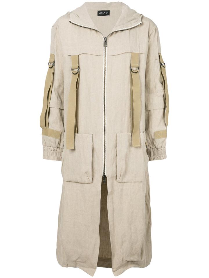 Andrea Ya'aqov Strap Details Parka - Nude & Neutrals