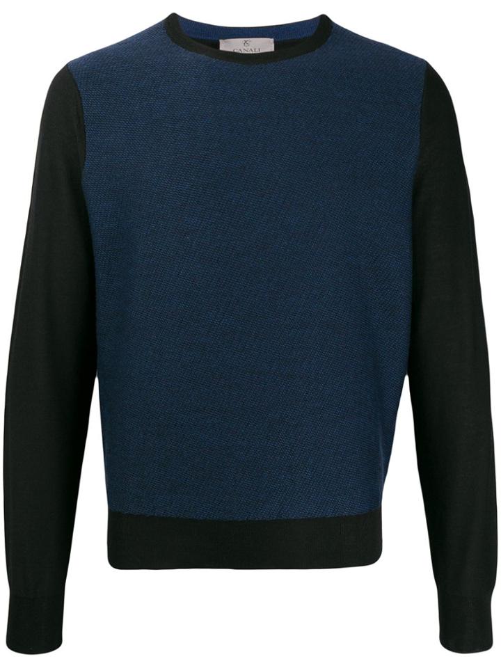 Canali Contrast Long-sleeve Sweater - Blue
