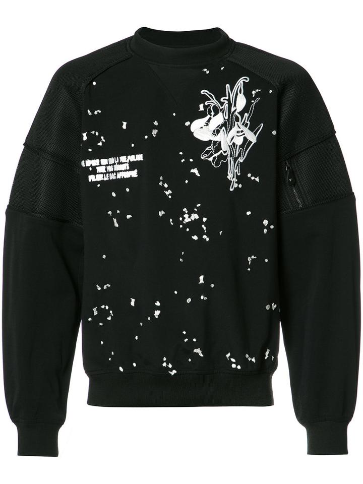 Carven Embroidered Trim Sweatshirt, Size: Medium, Black, Elastodiene/nylon/viscose