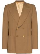 Gucci Double-breasted Exposed Stitch Blazer - Brown