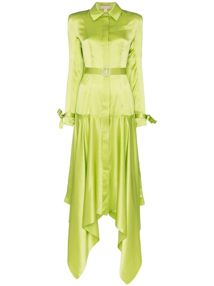 Matériel Asymmetric Silk Shirt Dress - Green
