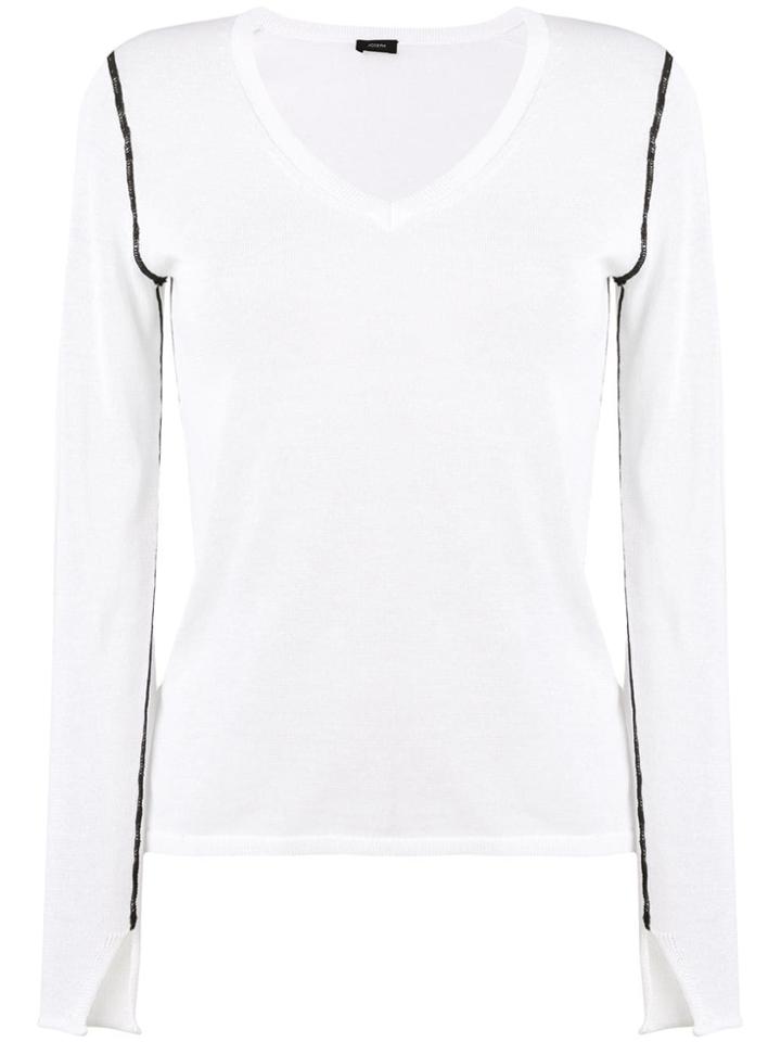 Joseph V-neck Knitted Jumper - White