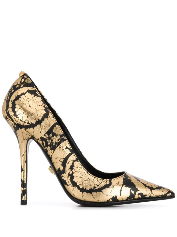Versace Printed Pumps - Gold
