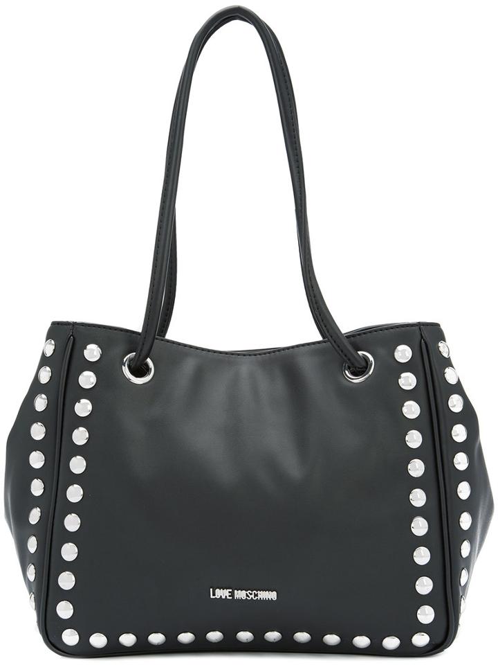 Love Moschino - Silver Studded Tote Bag - Women - Polyurethane - One Size, Black, Polyurethane
