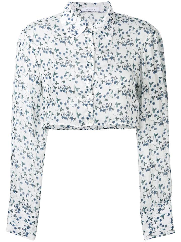 Delada Floral Cropped Shirt - White