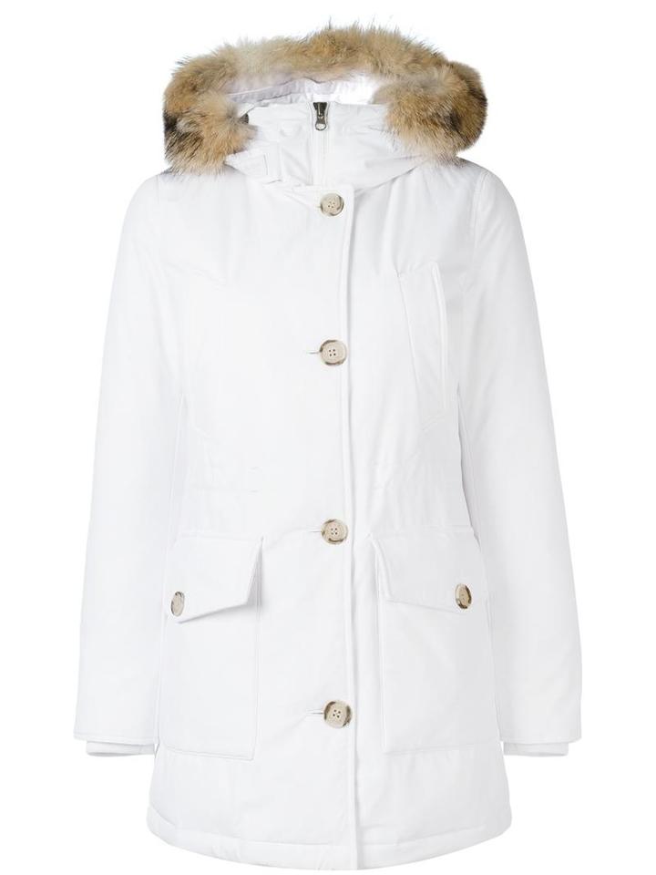 Woolrich Zipped Hooded Coat, Women's, Size: Xs, White, Cotton/polyamide/feather Down