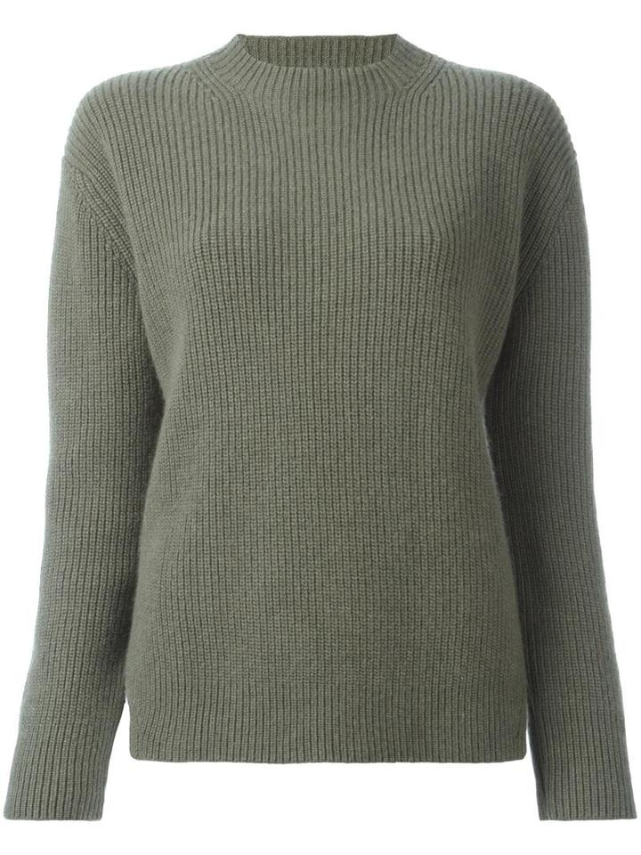 Zanone Lateral Slits Ribbed Jumper, Women's, Size: 42, Green, Angora/virgin Wool