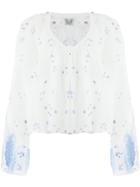 Thierry Colson Patterned Wide Sleeve Shirt - White
