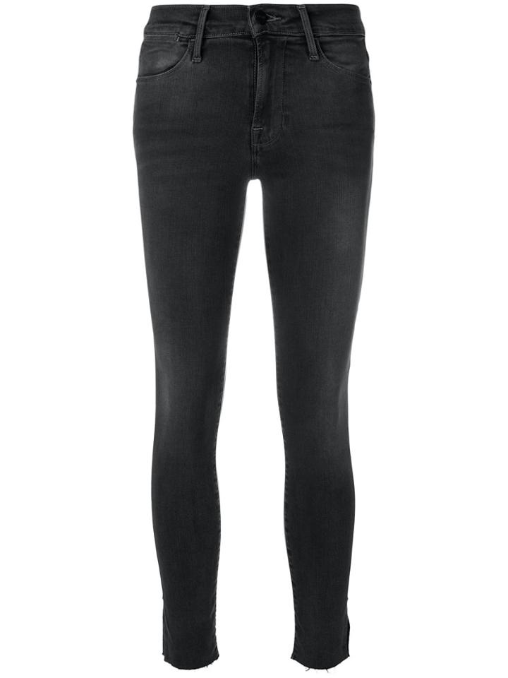 Frame Denim Split Hem Skinny Jeans - Grey