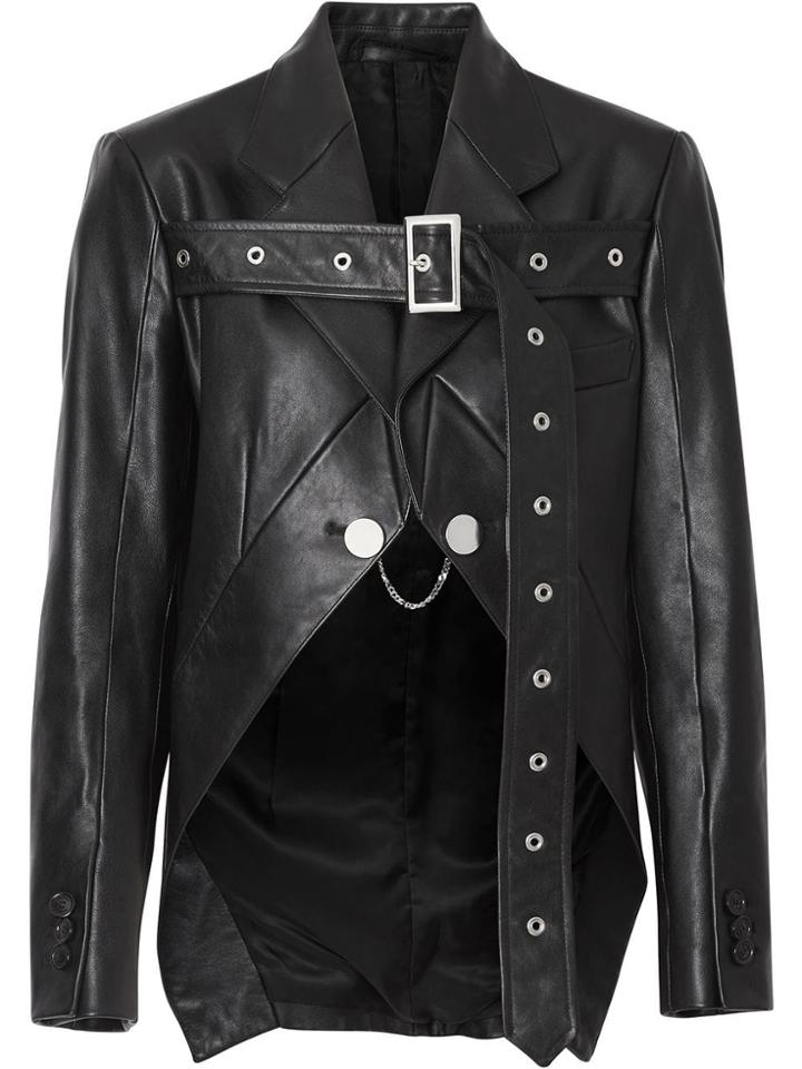 Burberry Biker Belt Detail Leather Morning Jacket - Black