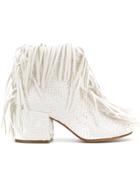 Mm6 Maison Margiela Woven Fringed Ankle Boots - White