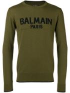 Balmain Intarsia-knit Jumper - Green