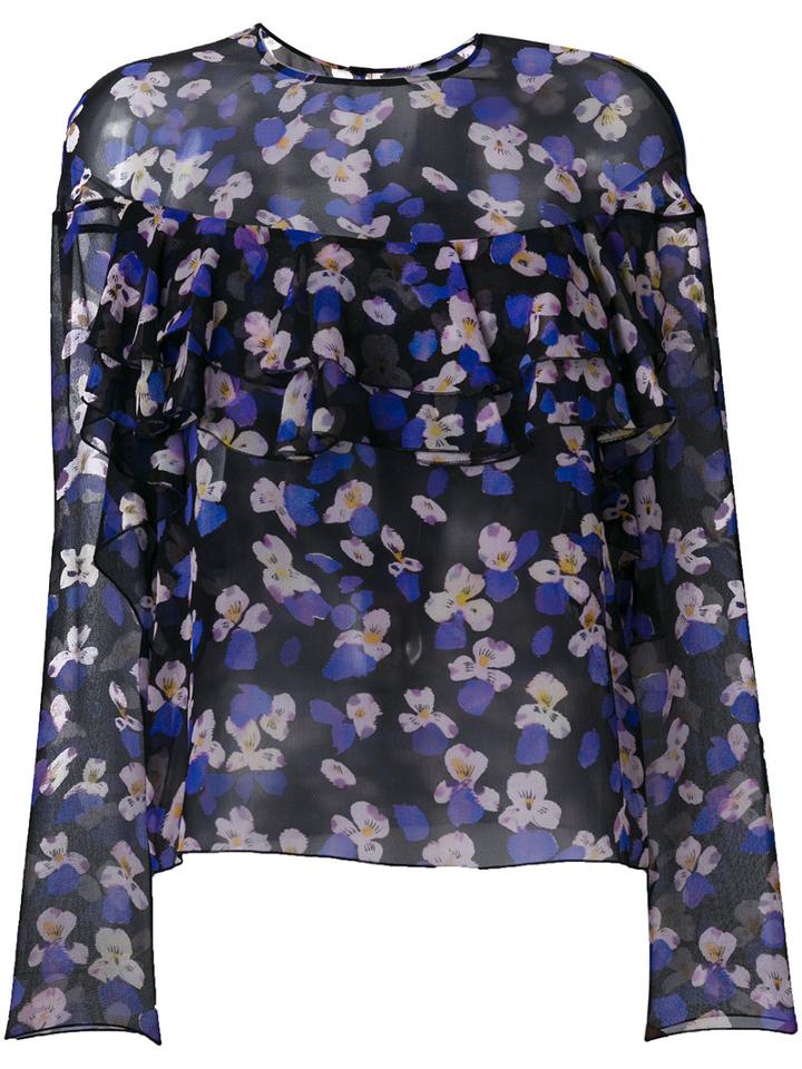Philosophy Di Lorenzo Serafini - Floral Print Sheer Blouse - Women - Silk - 44, Black, Silk
