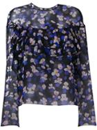 Philosophy Di Lorenzo Serafini - Floral Print Sheer Blouse - Women - Silk - 44, Black, Silk