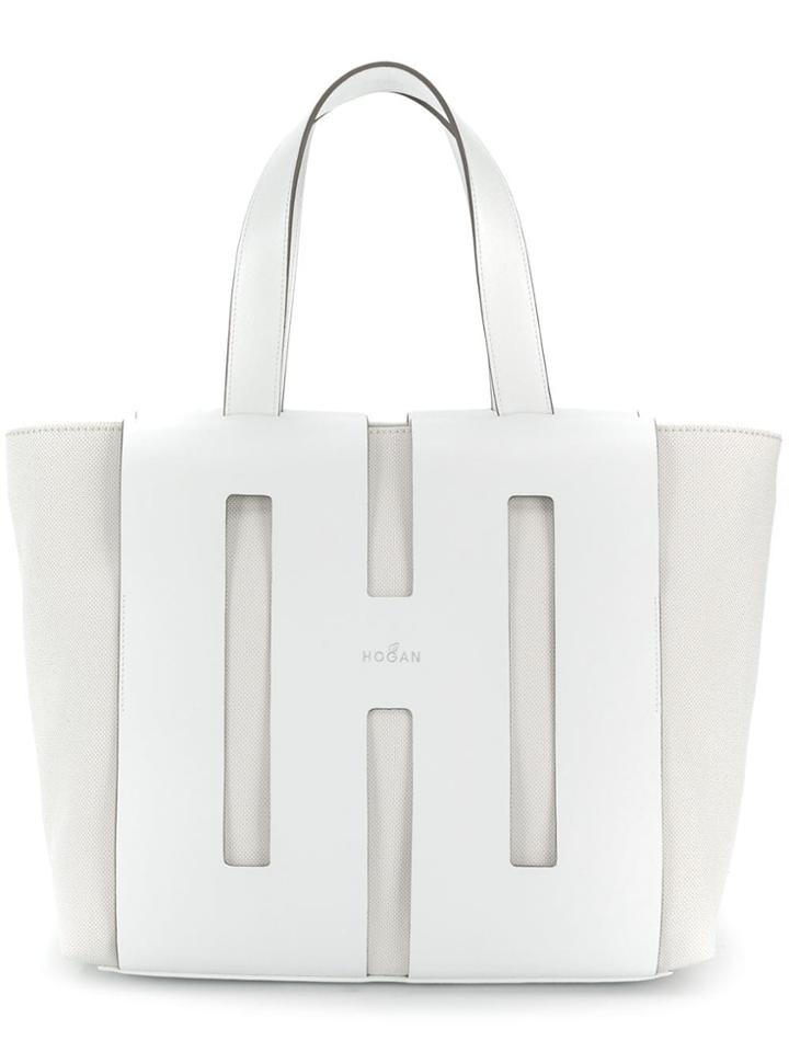 Hogan Cut Out Detail Tote - White