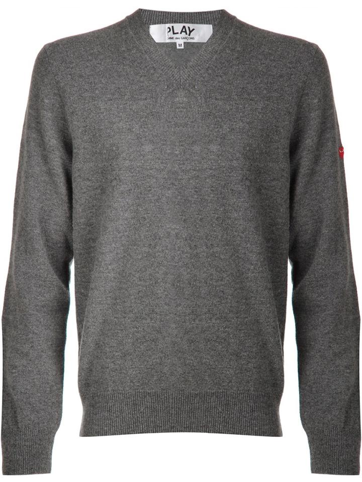Comme Des Garçons Play Mini Heart V-neck Sweater - Grey