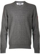 Comme Des Garçons Play Mini Heart V-neck Sweater - Grey