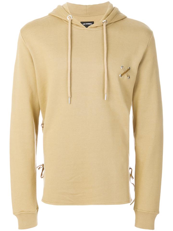 Les Hommes Eyelet Logo Hoodie - Nude & Neutrals