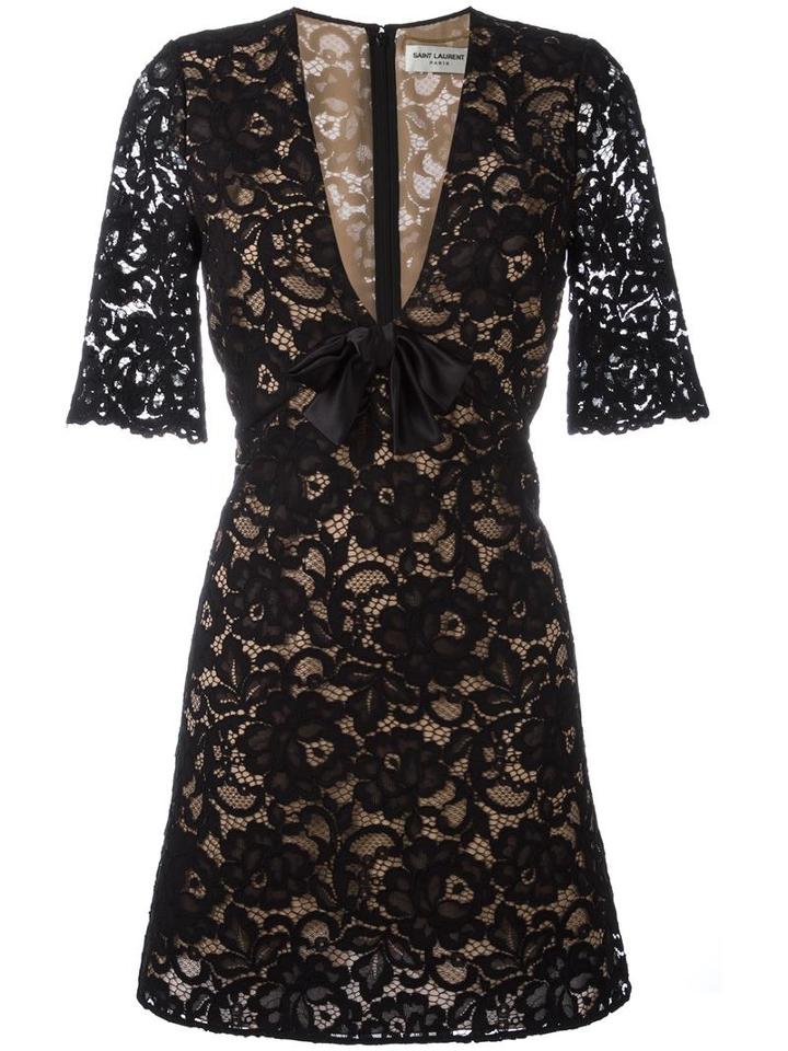 Saint Laurent - Floral Lace Cocktail Dress - Women - Silk/cotton/polyamide/viscose - 34, Black, Silk/cotton/polyamide/viscose