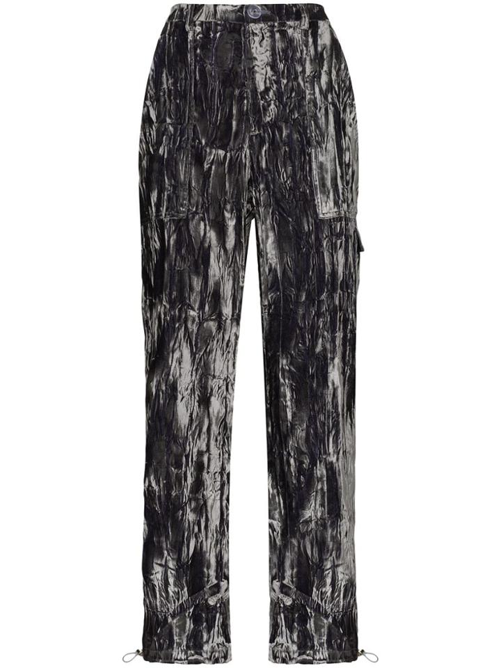 Collina Strada Monk Crushed-velvet Trousers - Grey