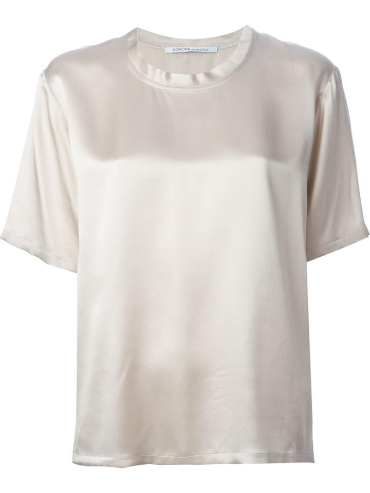 Agnona Boxy Fit Top, Women's, Size: 42, Nude/neutrals, Silk