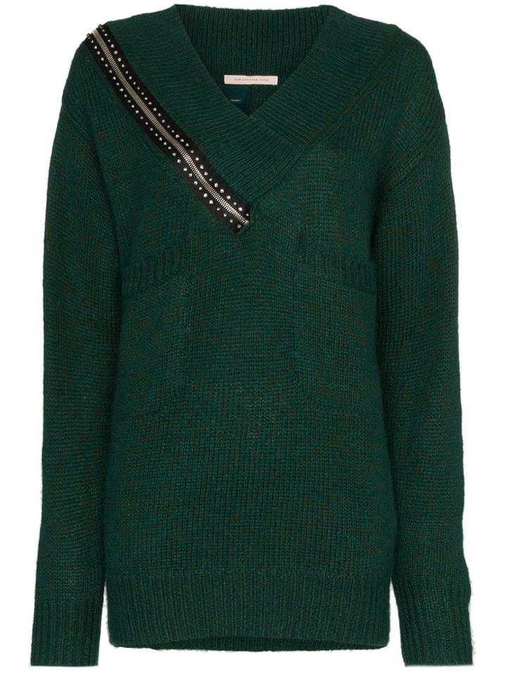 Christopher Kane Zip Detail Wool Jumper - Green