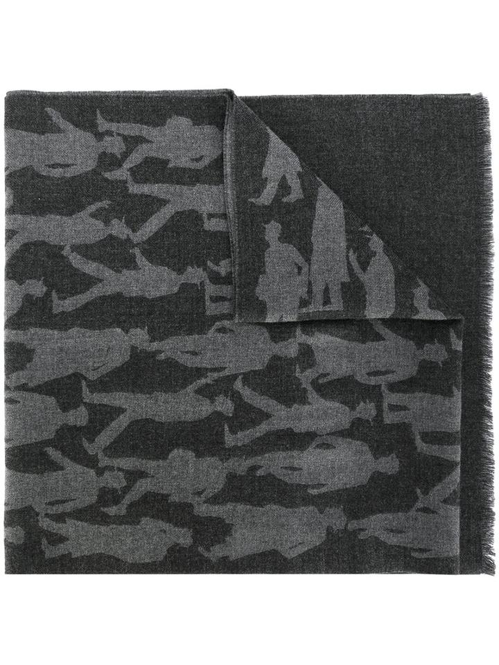 Salvatore Ferragamo - Printed Scarf - Men - Wool - One Size, Grey, Wool