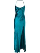 Attico - Backless Front-slit Dress - Women - Silk/viscose - 2, Blue, Silk/viscose