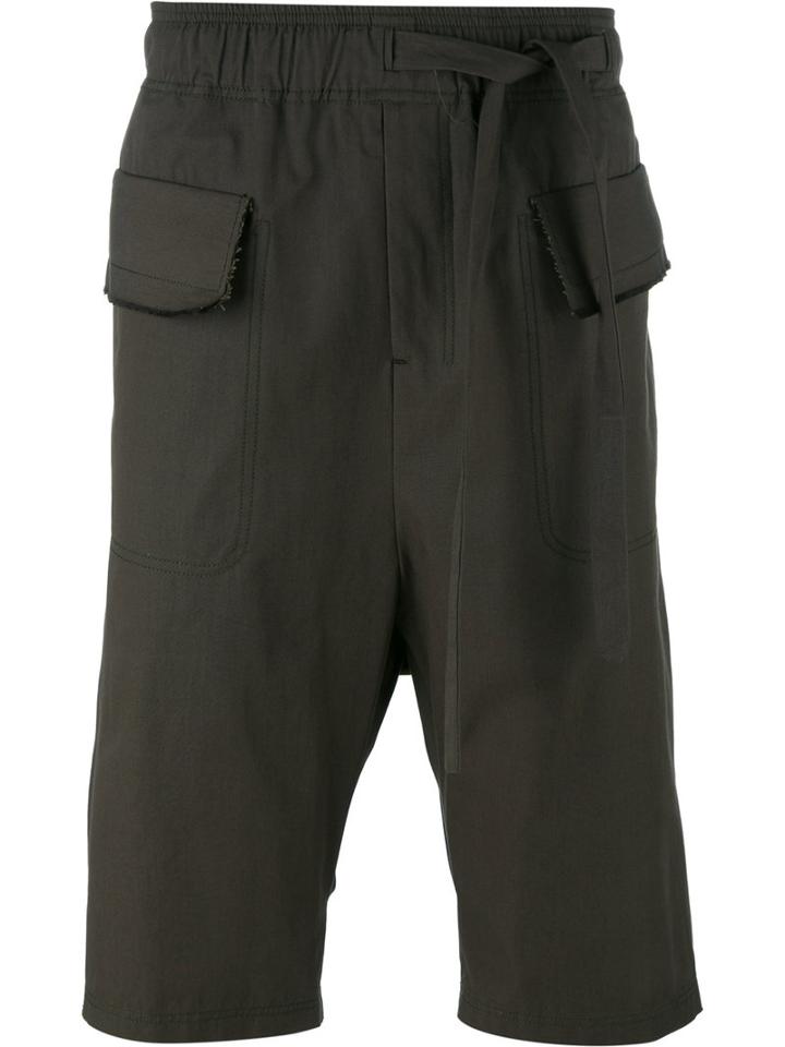 Damir Doma Flap Pockets Drawstring Shorts, Men's, Size: Small, Green, Cotton/polyamide