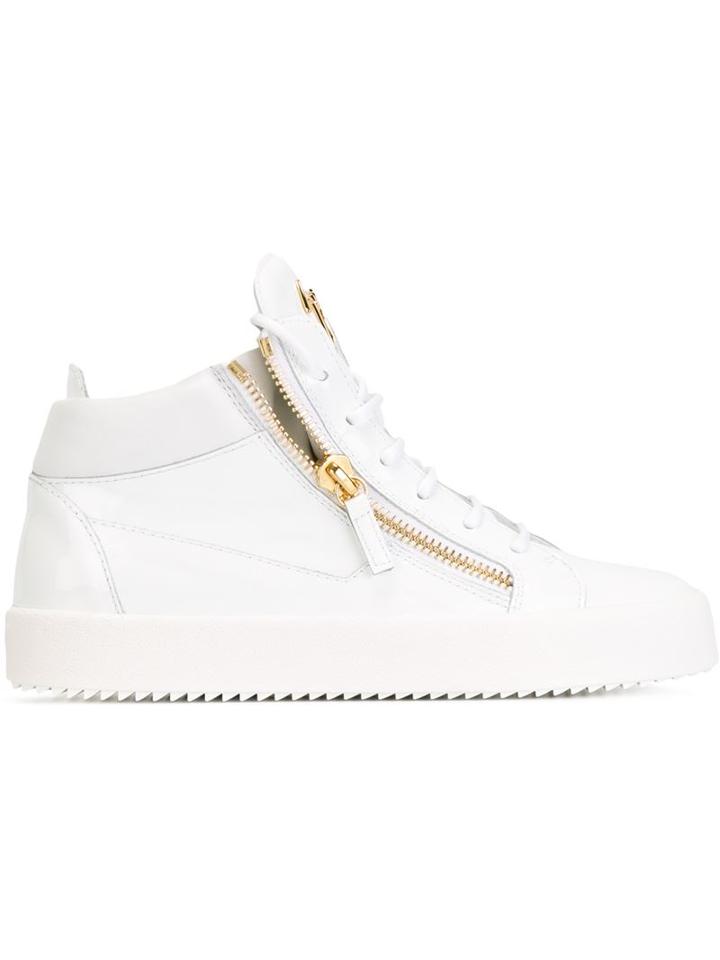 Giuseppe Zanotti Design Kriss Hi-top Sneakers, Women's, Size: 41, White, Patent Leather/leather/rubber