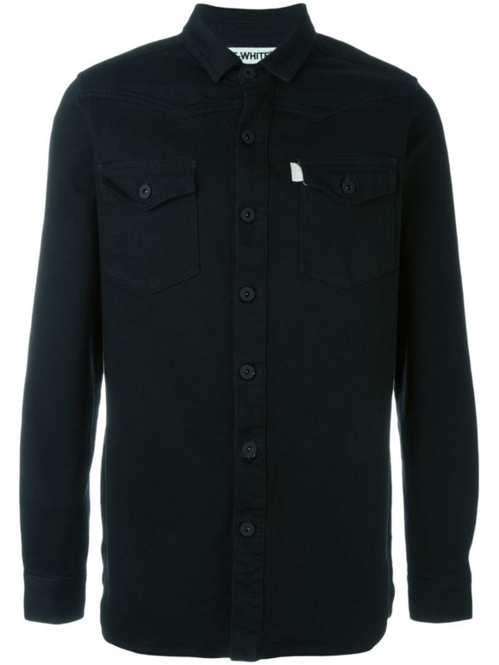 Off-white Chest Pocket Shirt, Men's, Size: Small, Black, Cotton/spandex/elastane