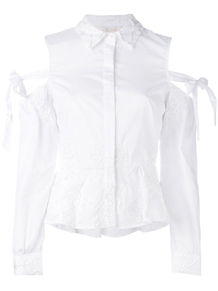 Jonathan Simkhai - Cold Shoulder Poplin Shirt - Women - Cotton - Xs, White, Cotton