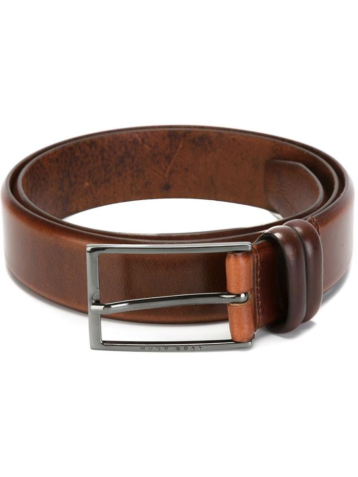 Boss Hugo Boss Buckle Belt, Men's, Size: 85, Brown, Calf Leather