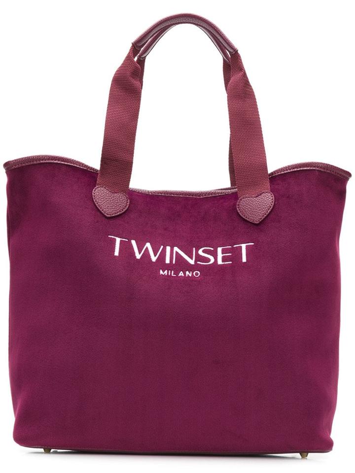 Twin-set Embroidered Logo Tote Bag