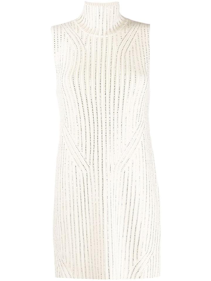 Ermanno Scervino Crystal Embellished Knitted Dress - Neutrals