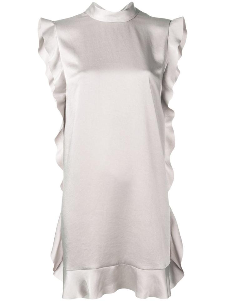 Red Valentino Ruffle Trim Satin Dress - Grey