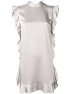 Red Valentino Ruffle Trim Satin Dress - Grey