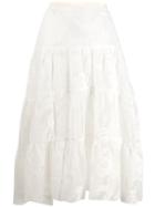 See By Chloé Floral Mesh Tiered Skirt - White
