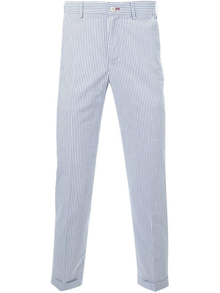 Loveless Stripe Cropped Trousers, Men's, Size: 1, White, Cotton/polyester