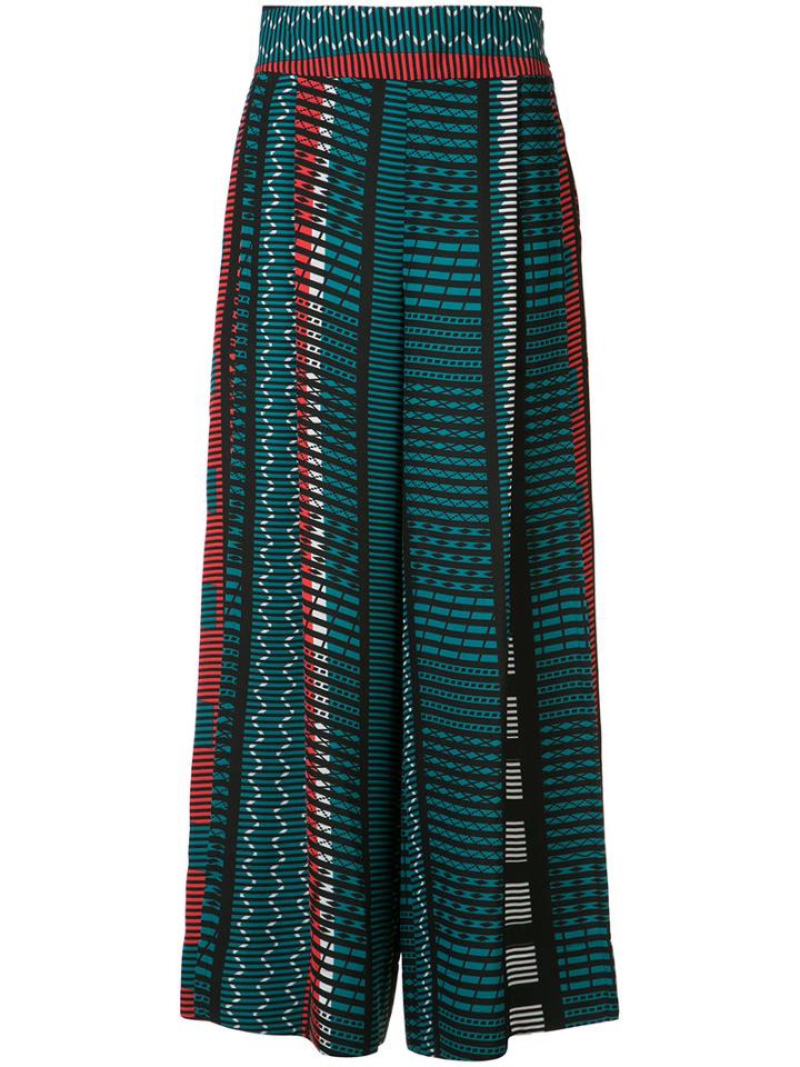 Issey Miyake Printed Palazzo Pants, Women's, Size: 1, Green, Polyester