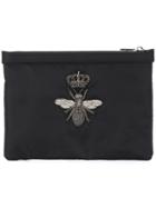 Dolce & Gabbana Crowned Bee Patch Clutch - Black