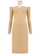 Nk Cold Shoulder Midi Dress - Brown