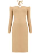 Nk Cold Shoulder Midi Dress - Brown