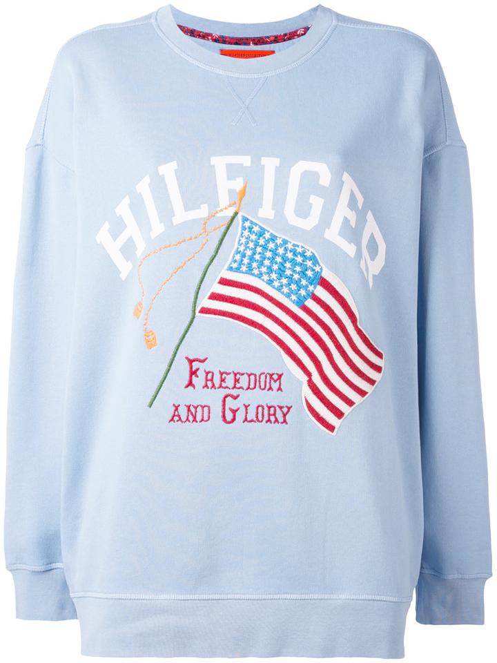 'freedom And Glory' Sweatshirt - Women - Cotton/polyester - Xs, Blue, Cotton/polyester, Hilfiger Collection